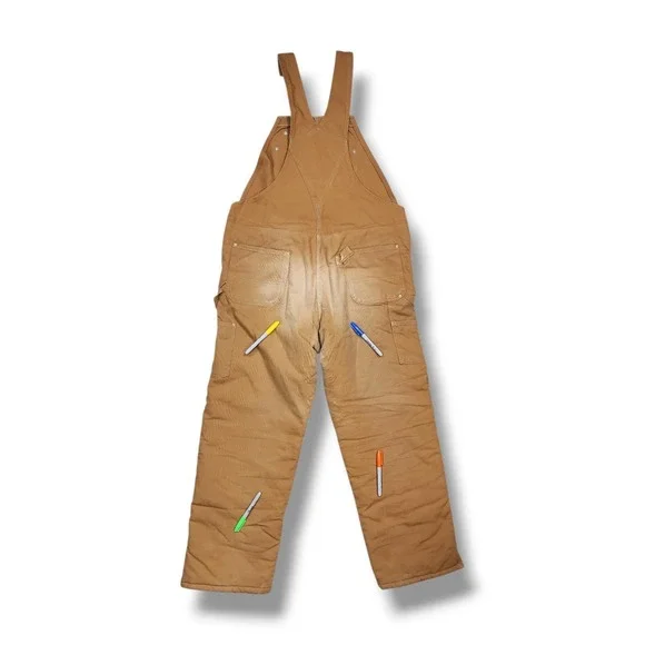 Carhartt Brown R03 BIB Overalls Men's 40 X 32 Insulated Quilted